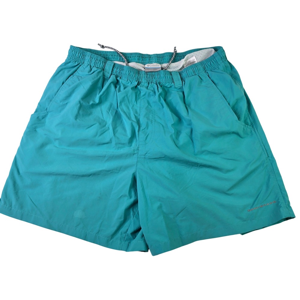 Columbia PFG Backcast Mens Performance Fishing Shorts Teal Blue Omni-Shade Large